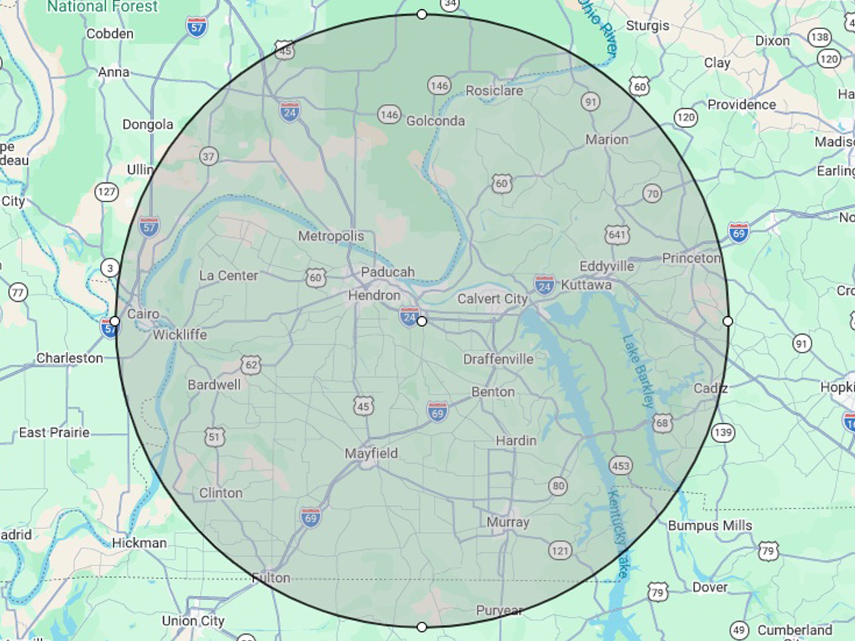 Service area map for Outhouse Roofing
